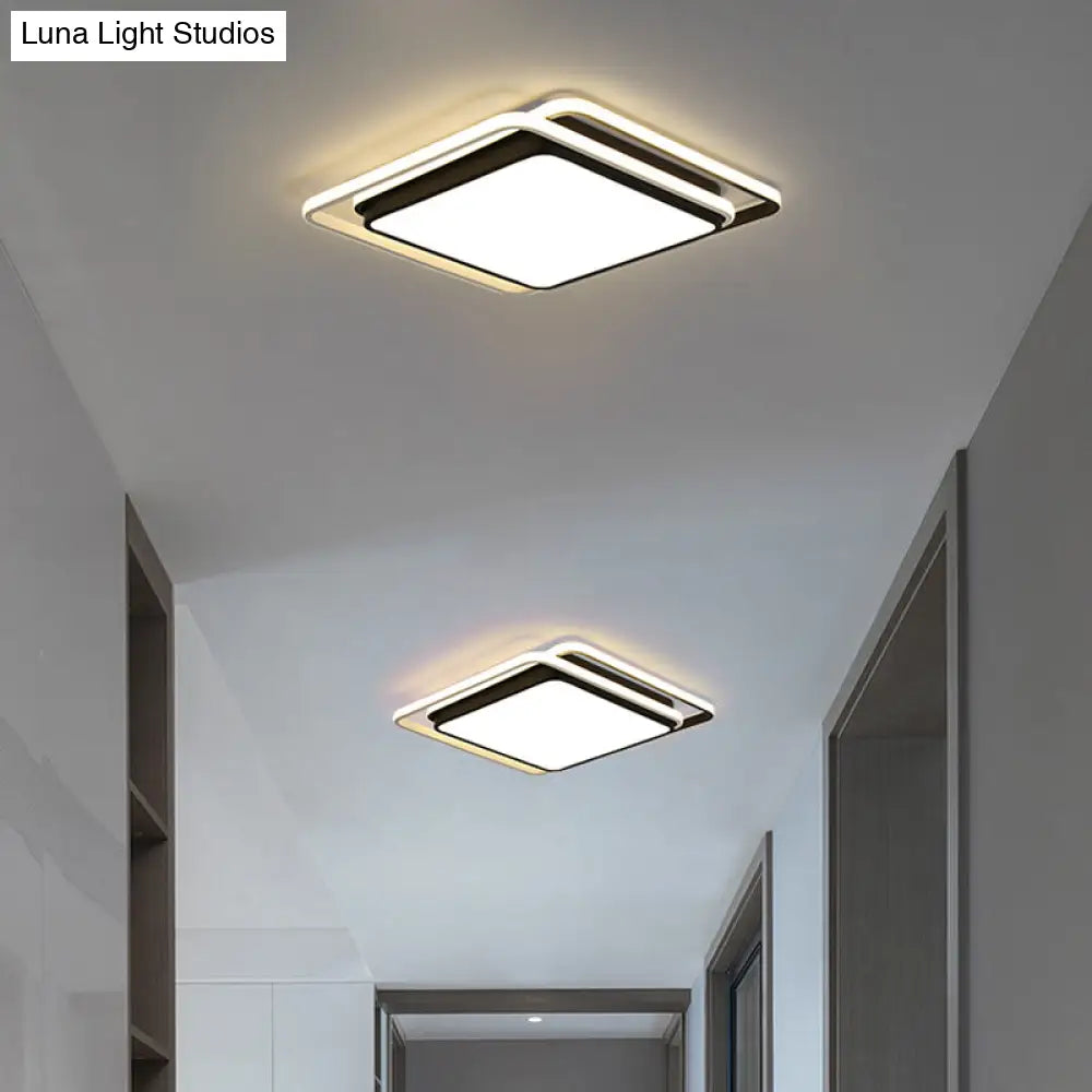 Modern Led Acrylic Ceiling Flushmount Lighting In Warm/White Light For Bedroom - Black