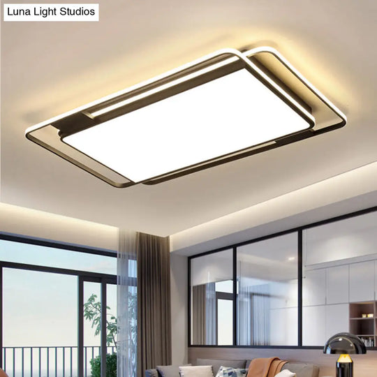 Modern Led Acrylic Ceiling Flushmount Lighting In Warm/White Light For Bedroom - Black