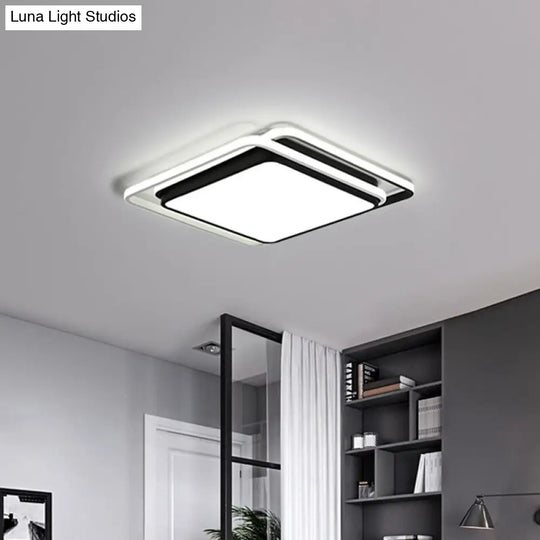 Modern Led Acrylic Ceiling Flushmount Lighting In Warm/White Light For Bedroom - Black