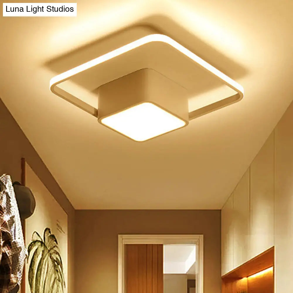 Modern Led Acrylic Ceiling Light - Square And Block Design 18/21.5/25.5 Wide Flush Mount