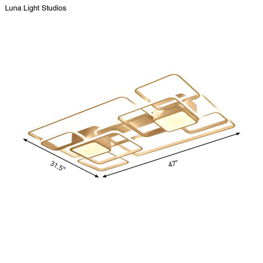 Modern Led Acrylic Ceiling Light - Square And Block Design 18’/21.5’/25.5’ Wide Flush Mount