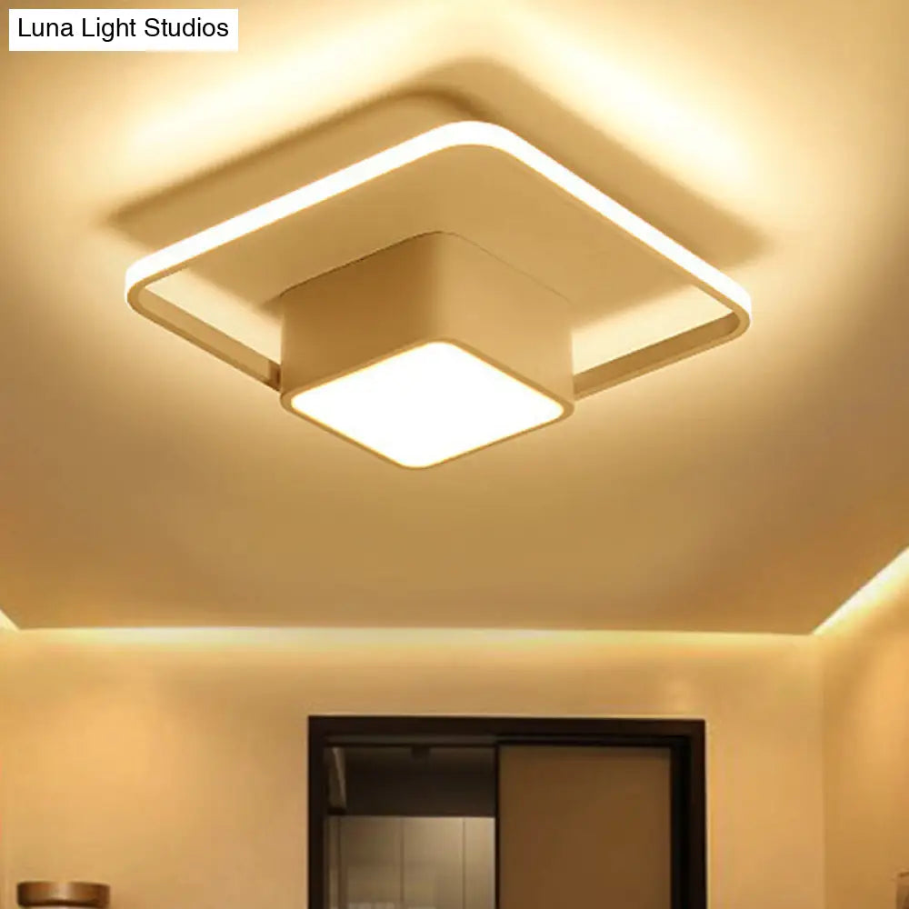 Modern Led Acrylic Ceiling Light - Square And Block Design 18/21.5/25.5 Wide Flush Mount