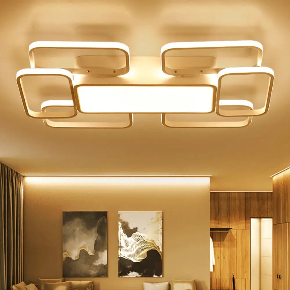 Modern Led Acrylic Ceiling Light - Square And Block Design 18’/21.5’/25.5’ Wide Flush Mount