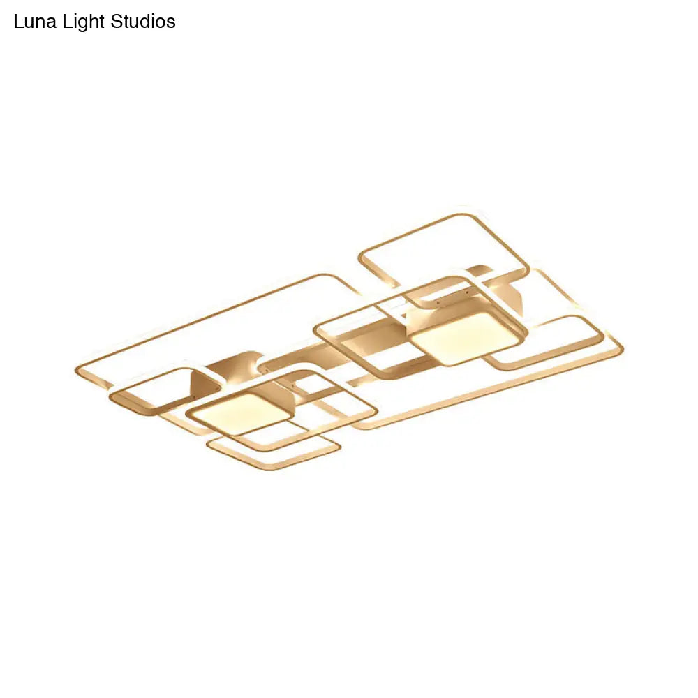 Modern Led Acrylic Ceiling Light - Square And Block Design 18’/21.5’/25.5’ Wide Flush Mount