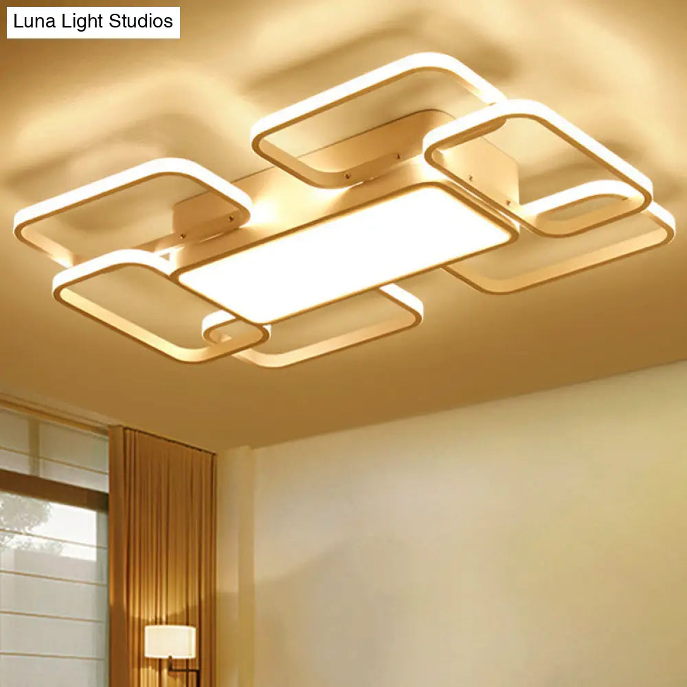 Modern Led Acrylic Ceiling Light - Square And Block Design 18’/21.5’/25.5’ Wide Flush Mount