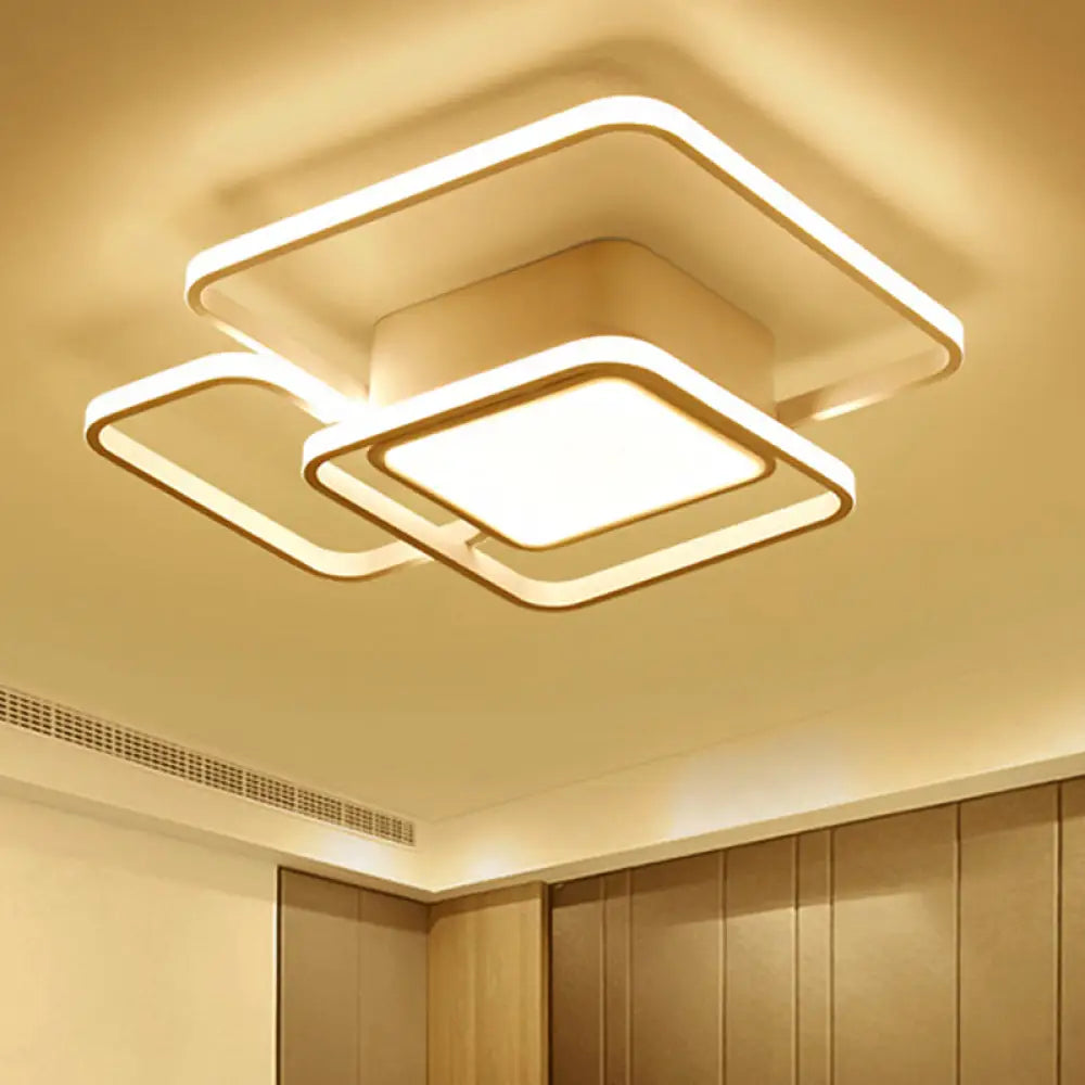 Modern Led Acrylic Ceiling Light - Square And Block Design 18’/21.5’/25.5’ Wide Flush Mount