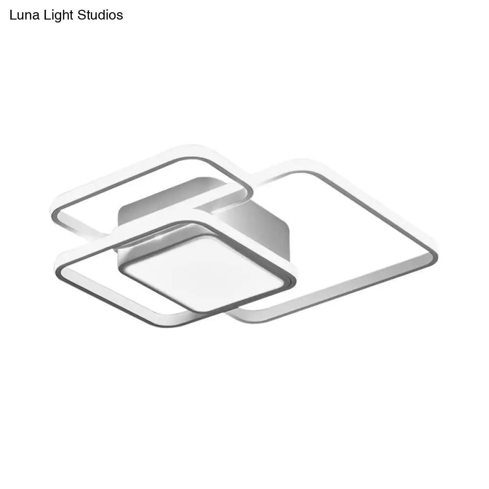 Modern Led Acrylic Ceiling Light - Square And Block Design 18/21.5/25.5 Wide Flush Mount