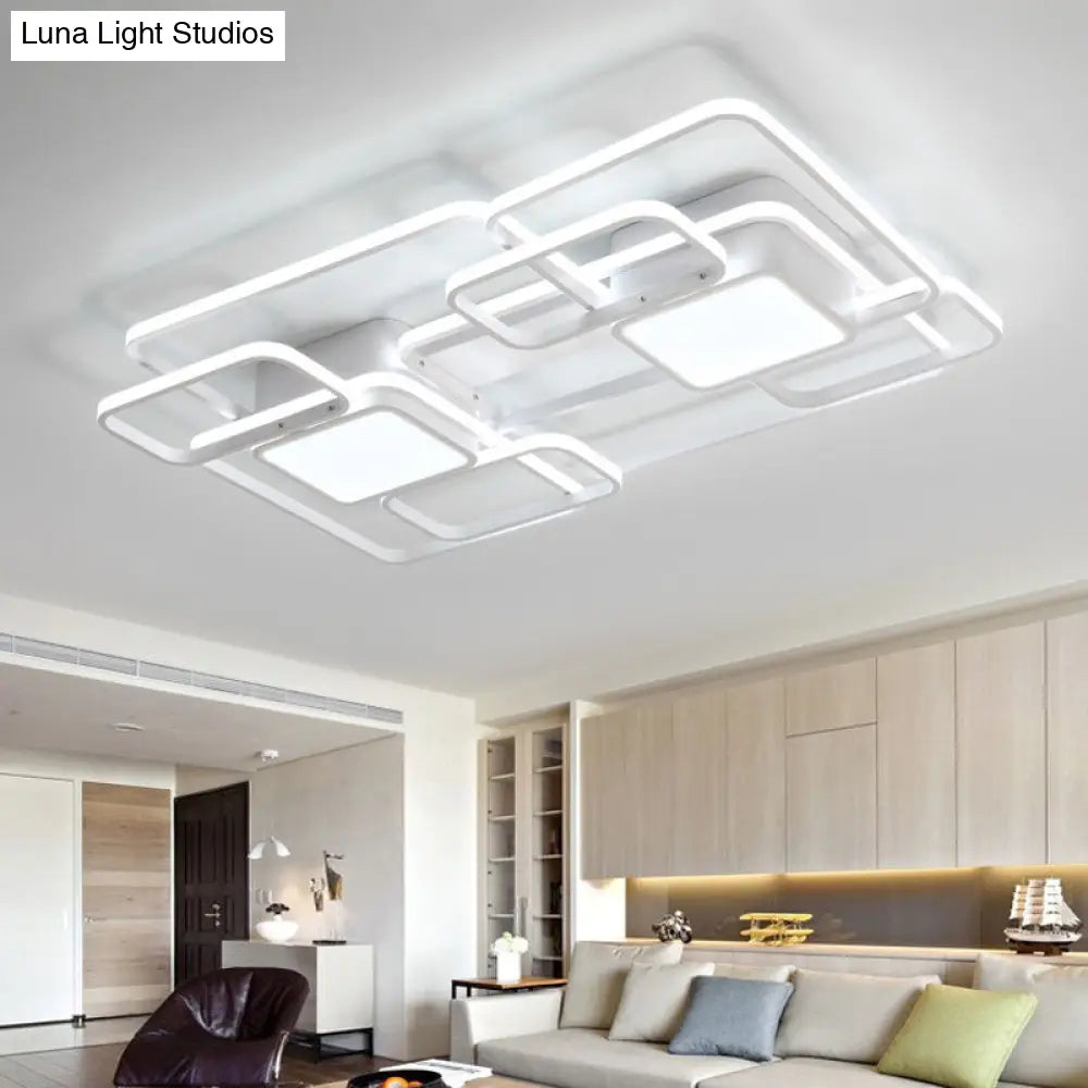 Modern Led Acrylic Ceiling Light - Square And Block Design 18/21.5/25.5 Wide Flush Mount