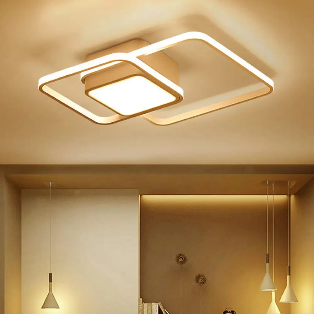 Modern Led Acrylic Ceiling Light - Square And Block Design 18’/21.5’/25.5’ Wide Flush Mount