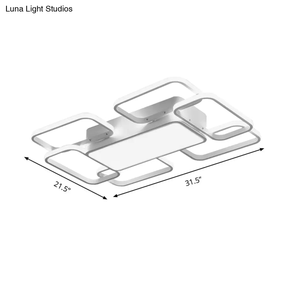 Modern Led Acrylic Ceiling Light - Square And Block Design 18/21.5/25.5 Wide Flush Mount