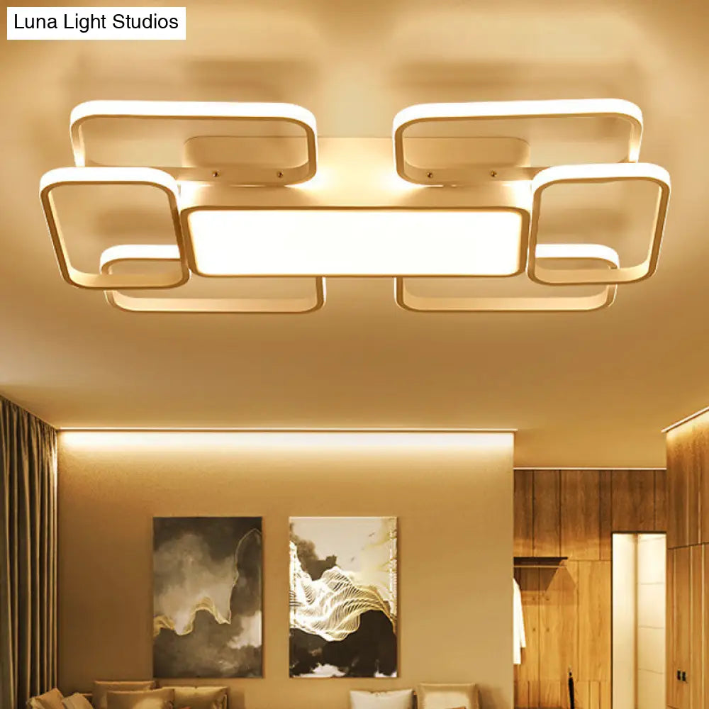 Modern Led Acrylic Ceiling Light - Square And Block Design 18/21.5/25.5 Wide Flush Mount