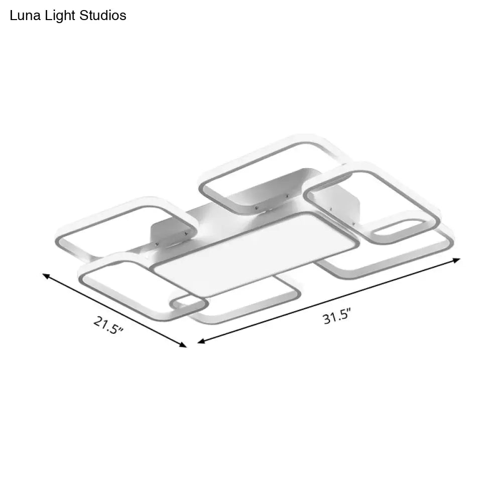 Modern Led Acrylic Ceiling Light - Square And Block Design 18’/21.5’/25.5’ Wide Flush Mount