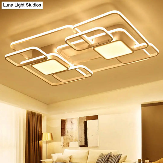 Modern Led Acrylic Ceiling Light - Square And Block Design 18/21.5/25.5 Wide Flush Mount