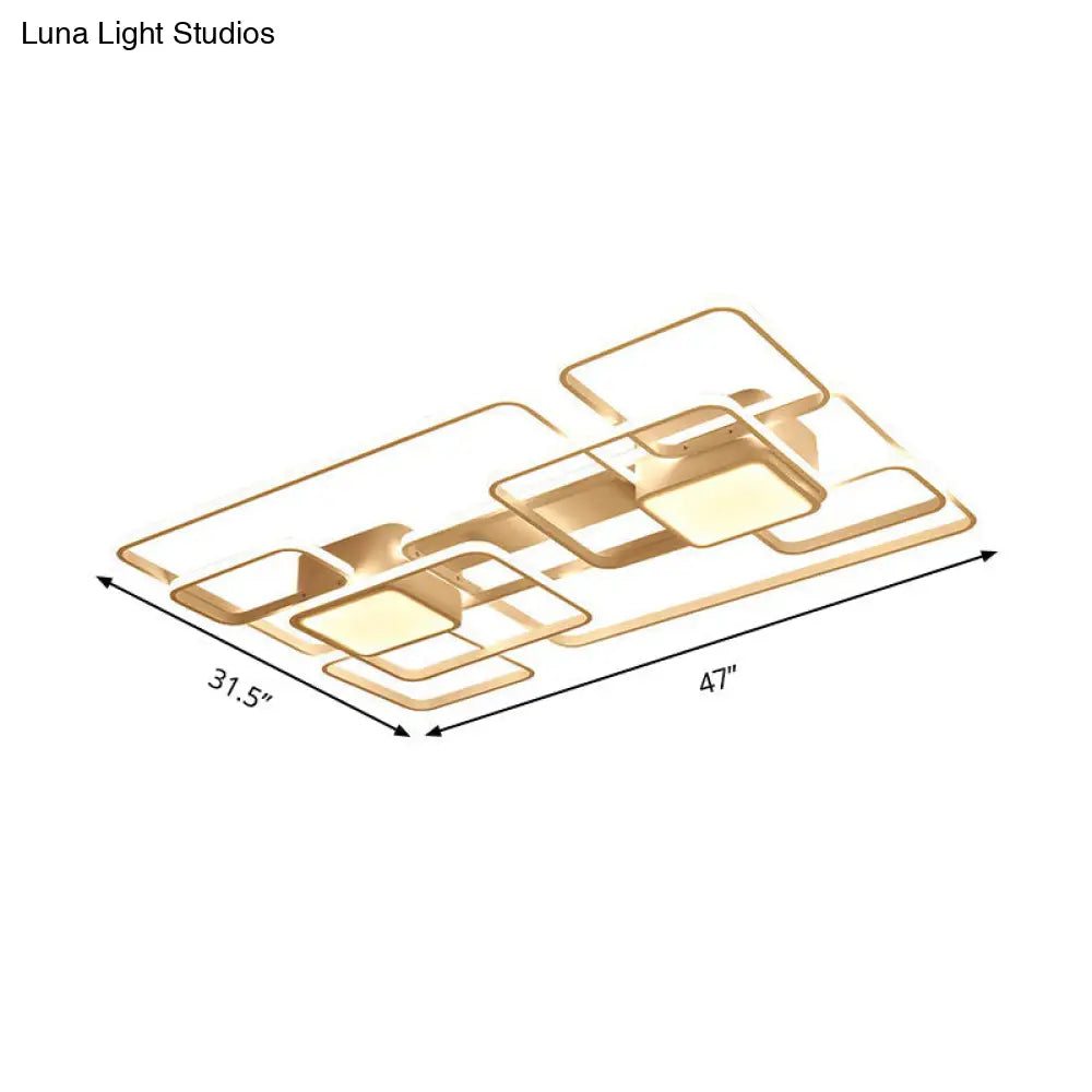 Modern Led Acrylic Ceiling Light - Square And Block Design 18/21.5/25.5 Wide Flush Mount