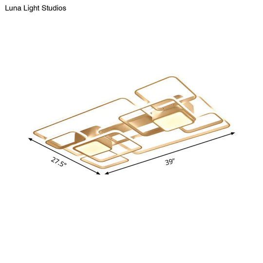 Modern Led Acrylic Ceiling Light - Square And Block Design 18’/21.5’/25.5’ Wide Flush Mount