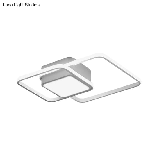 Modern Led Acrylic Ceiling Light - Square And Block Design 18’/21.5’/25.5’ Wide Flush Mount