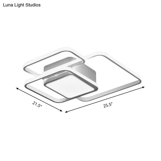 Modern Led Acrylic Ceiling Light - Square And Block Design 18’/21.5’/25.5’ Wide Flush Mount