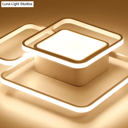 Modern Led Acrylic Ceiling Light - Square And Block Design 18/21.5/25.5 Wide Flush Mount