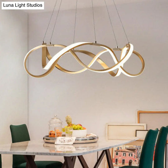 Modern Led Acrylic Ceiling Light: Twisting Chrome/Gold Chandelier Pendant (1/2/3-Light) -