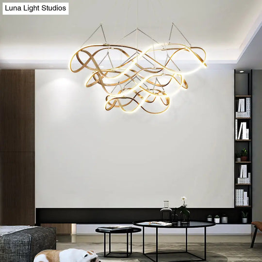 Modern Led Acrylic Ceiling Light: Twisting Chrome/Gold Chandelier Pendant (1/2/3-Light) -