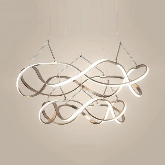 Modern Led Acrylic Ceiling Light: Twisting Chrome/Gold Chandelier Pendant (1/2/3-Light) -