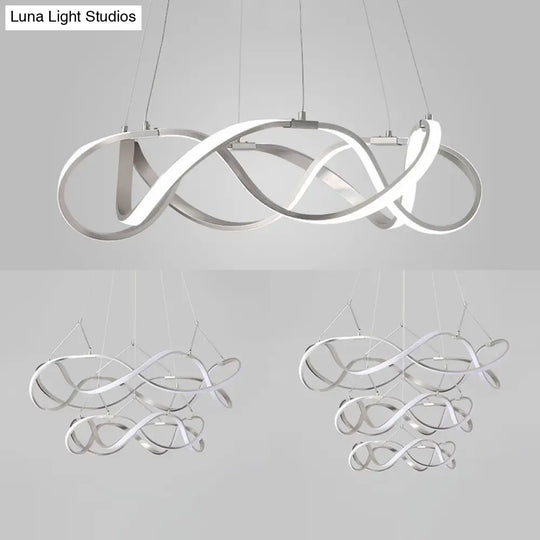 Modern Led Acrylic Ceiling Light: Twisting Chrome/Gold Chandelier Pendant (1/2/3-Light) -