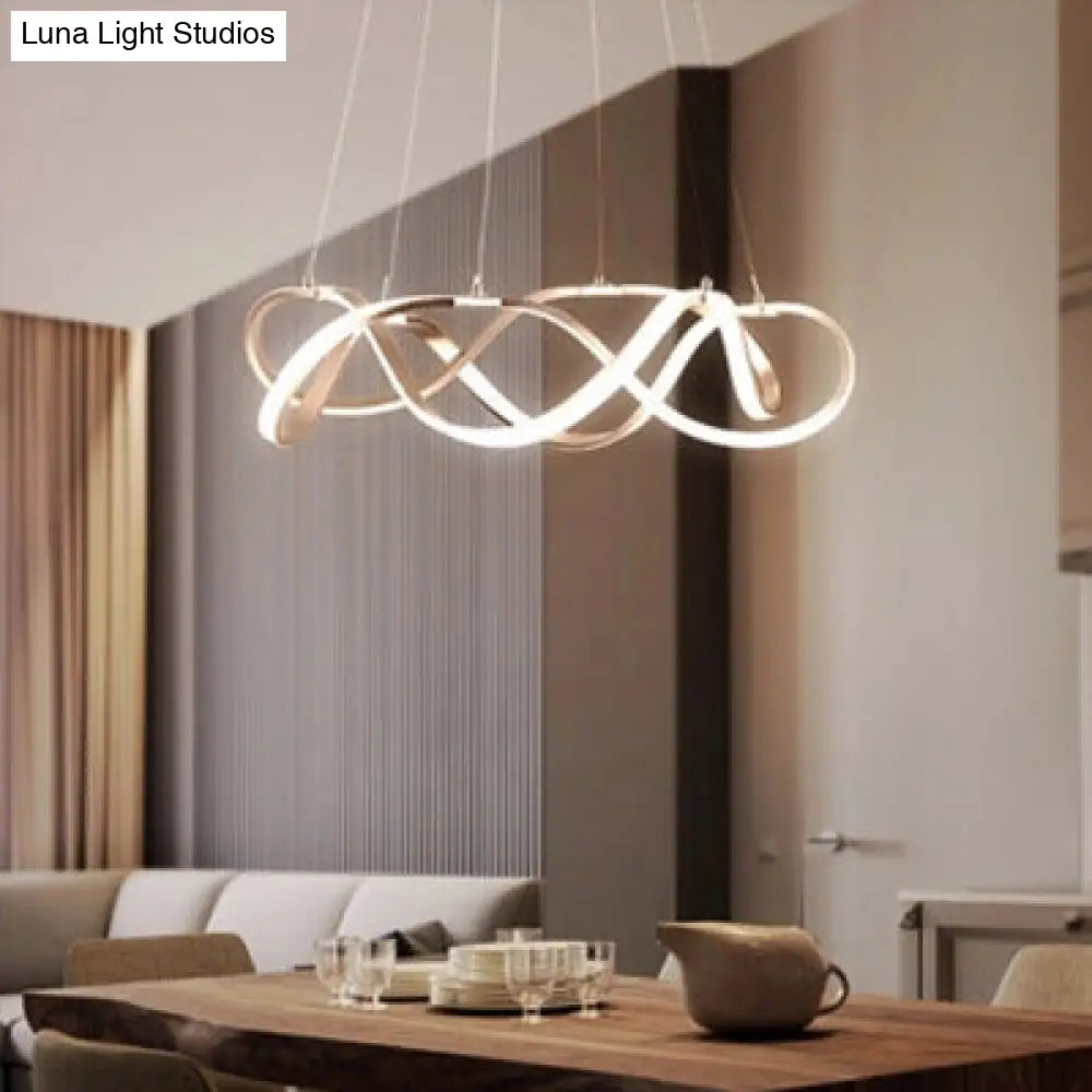 Modern Led Acrylic Ceiling Light: Twisting Chrome/Gold Chandelier Pendant (1/2/3-Light) -