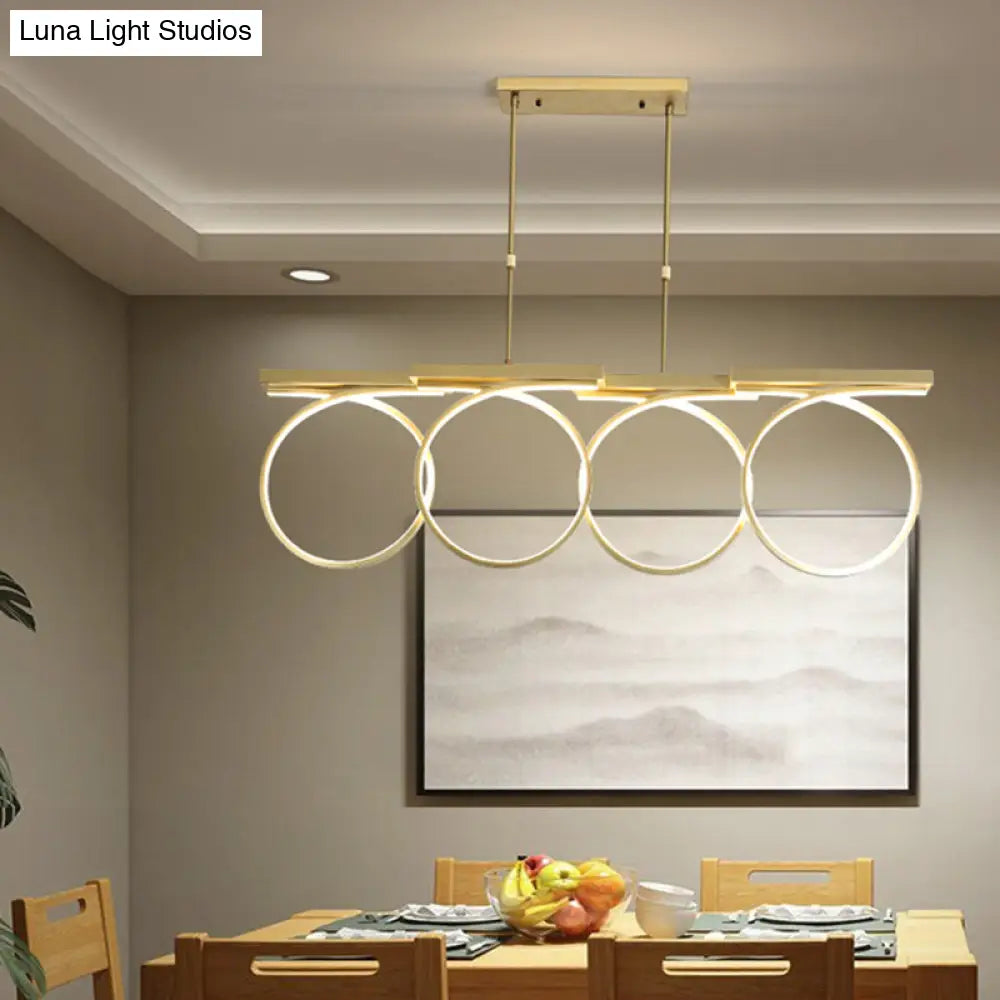 Modern Led Acrylic Chandelier Pendant - Black/Gold Ceiling Lamp Kit With Color-Changing Light