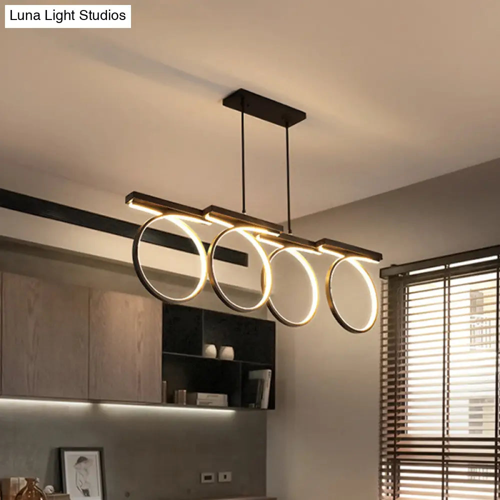 Modern Led Acrylic Chandelier Pendant - Black/Gold Ceiling Lamp Kit With Color-Changing Light