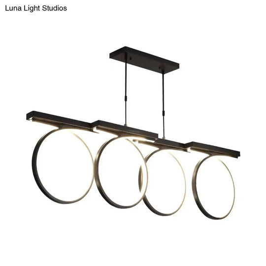 Modern Led Acrylic Chandelier Pendant - Black/Gold Ceiling Lamp Kit With Color-Changing Light