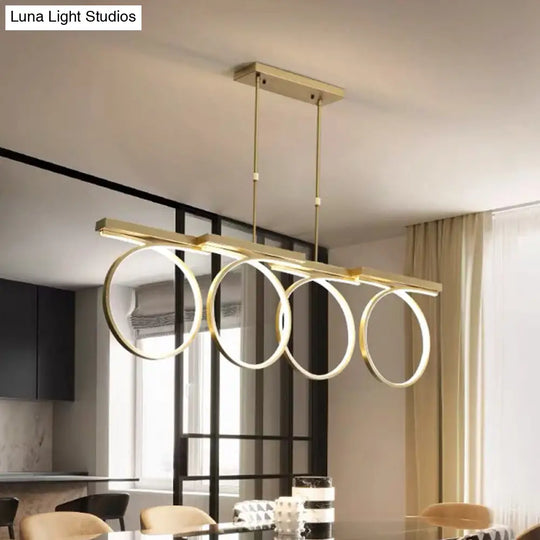 Modern Led Acrylic Chandelier Pendant - Black/Gold Ceiling Lamp Kit With Color-Changing Light