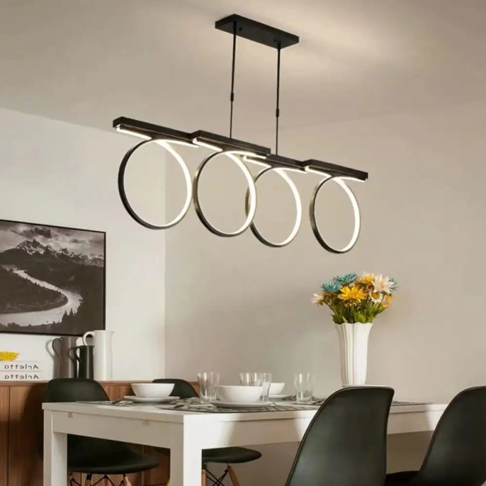 Modern Led Acrylic Chandelier Pendant - Black/Gold Ceiling Lamp Kit With Color-Changing Light Black