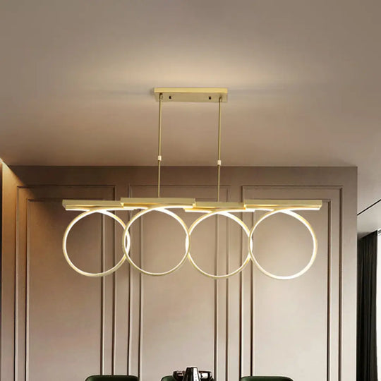 Modern Led Acrylic Chandelier Pendant - Black/Gold Ceiling Lamp Kit With Color-Changing Light Gold /