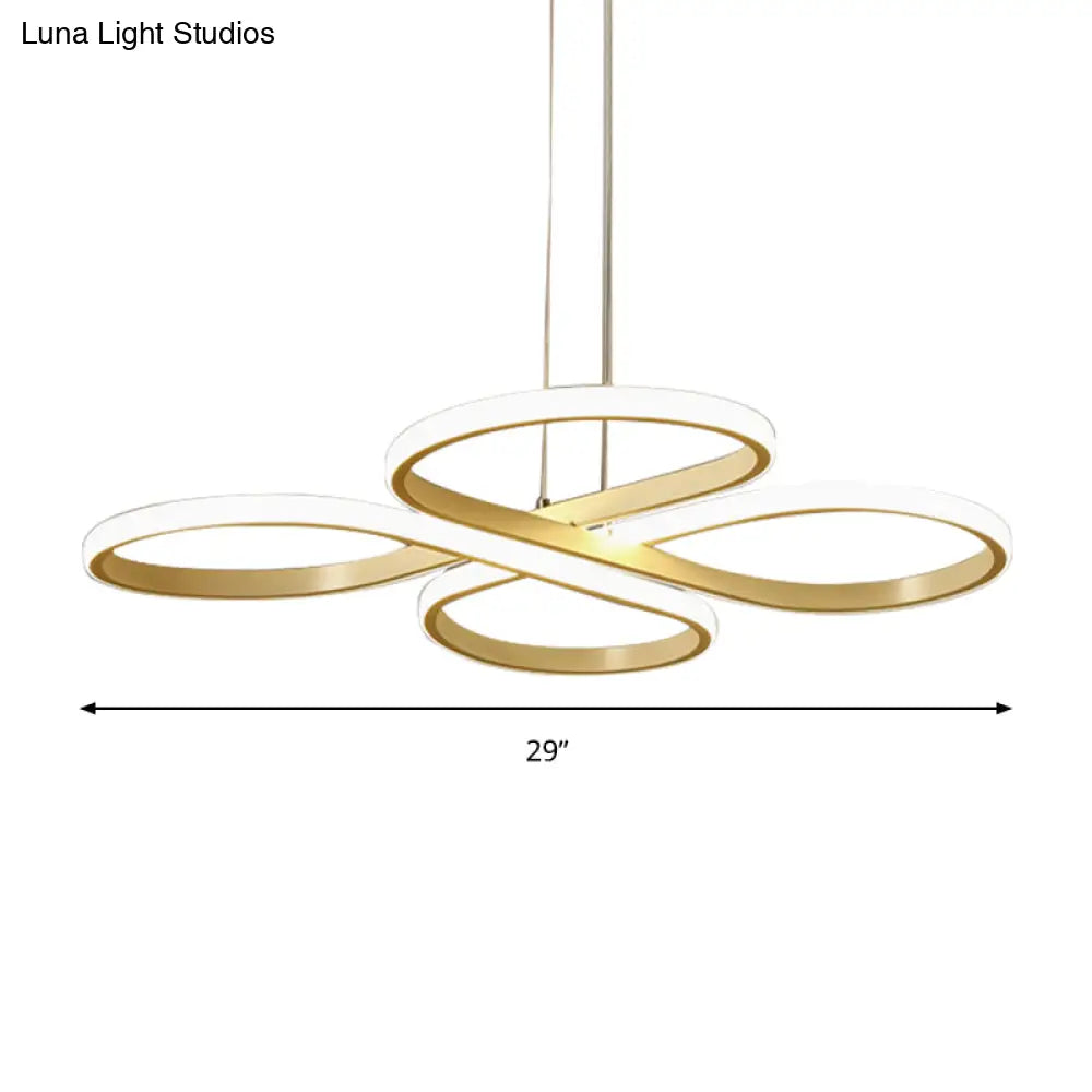 Modern Led Acrylic Chandelier Pendant - White/Gold Floral Ceiling Light Fixture Warm/White 19/23/29