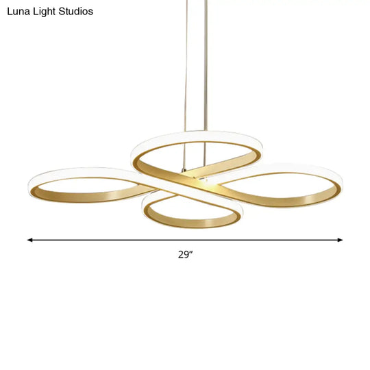 Modern Led Acrylic Chandelier Pendant - White/Gold Floral Ceiling Light Fixture Warm/White 19/23/29