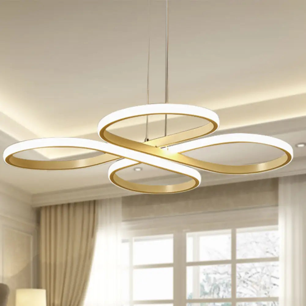 Modern Led Acrylic Chandelier Pendant - White/Gold Floral Ceiling Light Fixture Warm/White 19/23/29