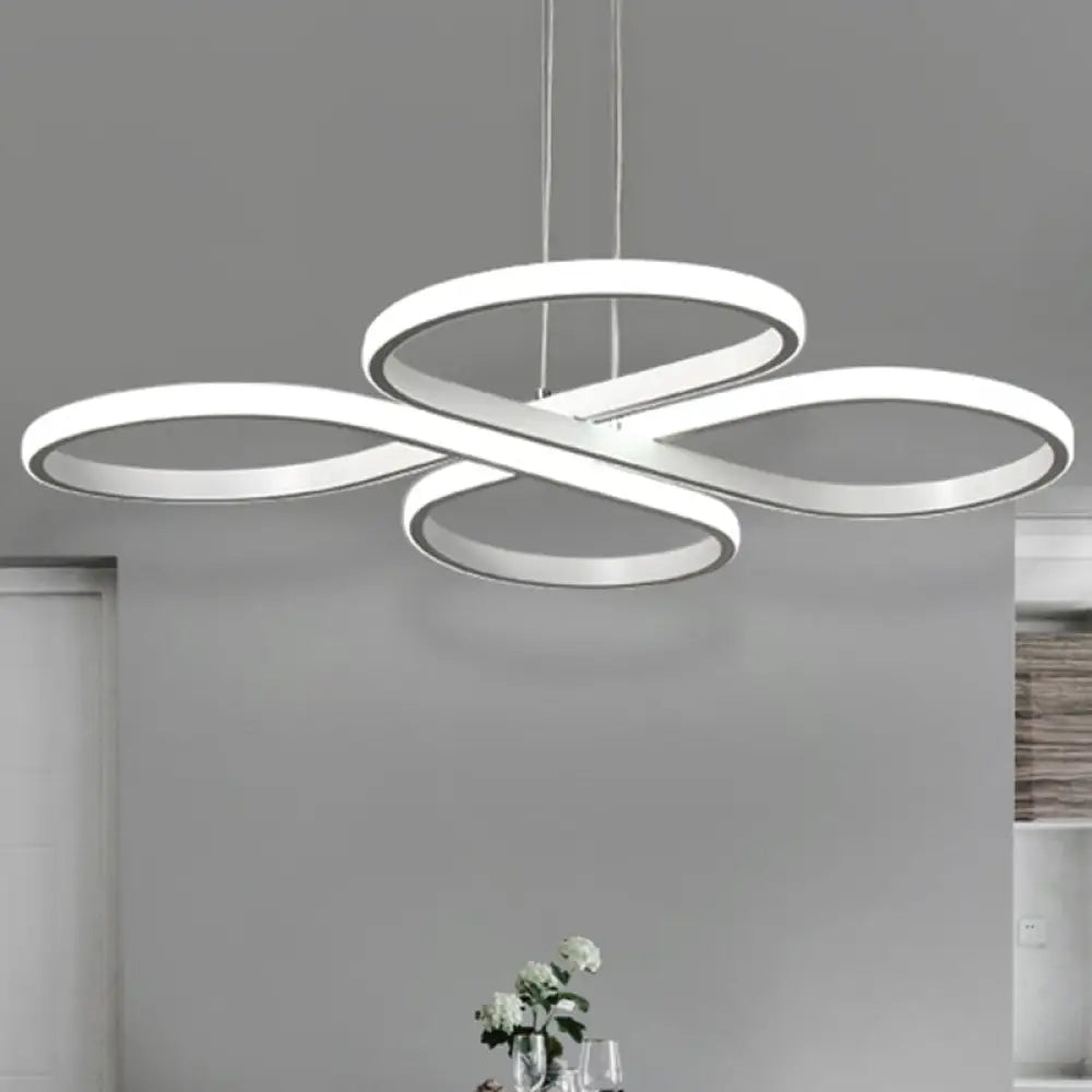 Modern Led Acrylic Chandelier Pendant - White/Gold Floral Ceiling Light Fixture Warm/White 19/23/29