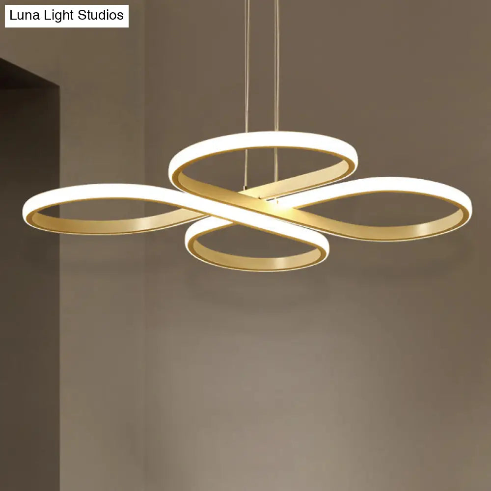 Modern Led Acrylic Chandelier Pendant - White/Gold Floral Ceiling Light Fixture Warm/White 19/23/29