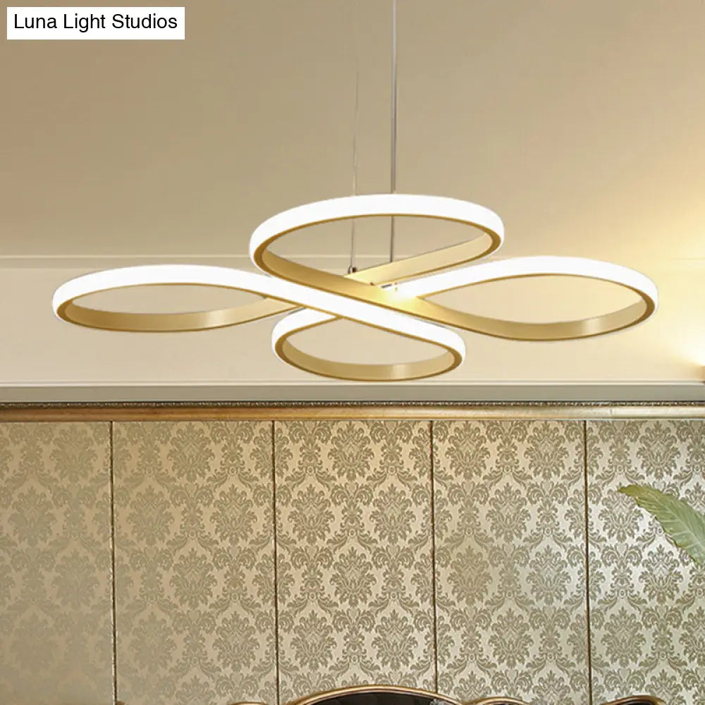 Modern Led Acrylic Chandelier Pendant - White/Gold Floral Ceiling Light Fixture Warm/White 19/23/29