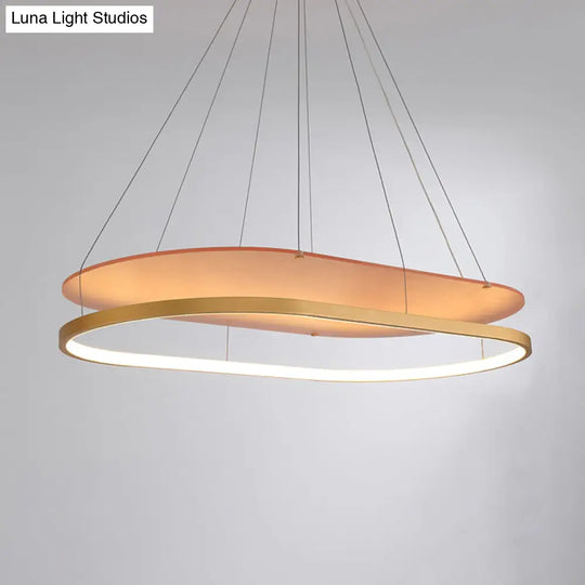 Modern Led Acrylic Dual Oval Pendant Chandelier - Black/Gold Ceiling Fixture For Dining Room