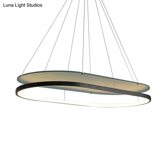 Modern Led Acrylic Dual Oval Pendant Chandelier - Black/Gold Ceiling Fixture For Dining Room