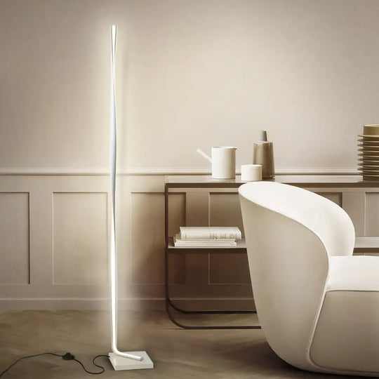 Modern Led Acrylic Floor Lamp For Study Room - Column Stand Up Lighting In Black/White/Gold With