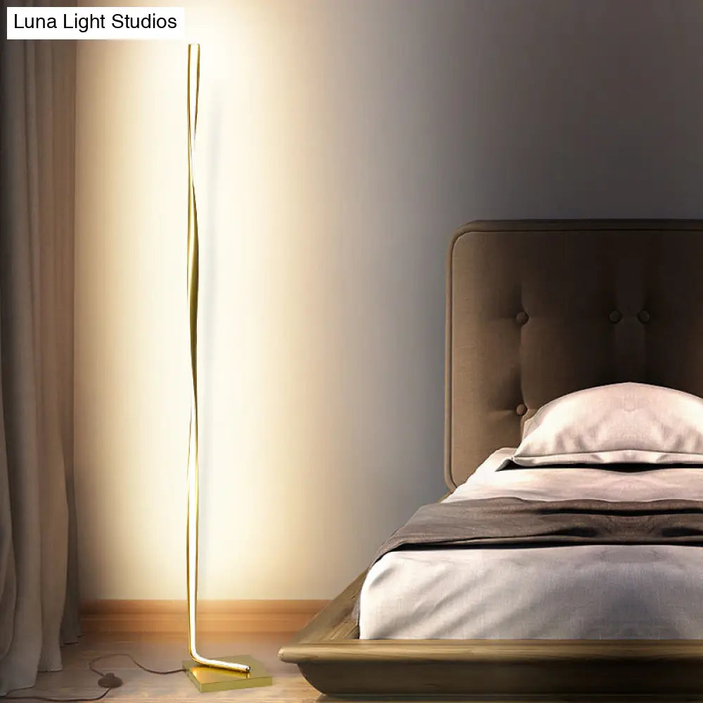 Modern Led Acrylic Floor Lamp For Study Room - Column Stand Up Lighting In Black/White/Gold With