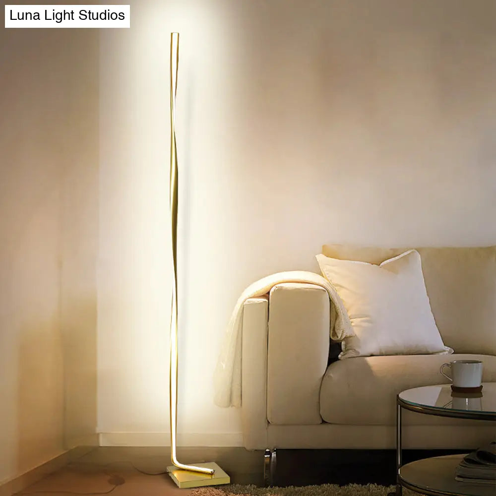 Modern Led Acrylic Floor Lamp For Study Room - Column Stand Up Lighting In Black/White/Gold With