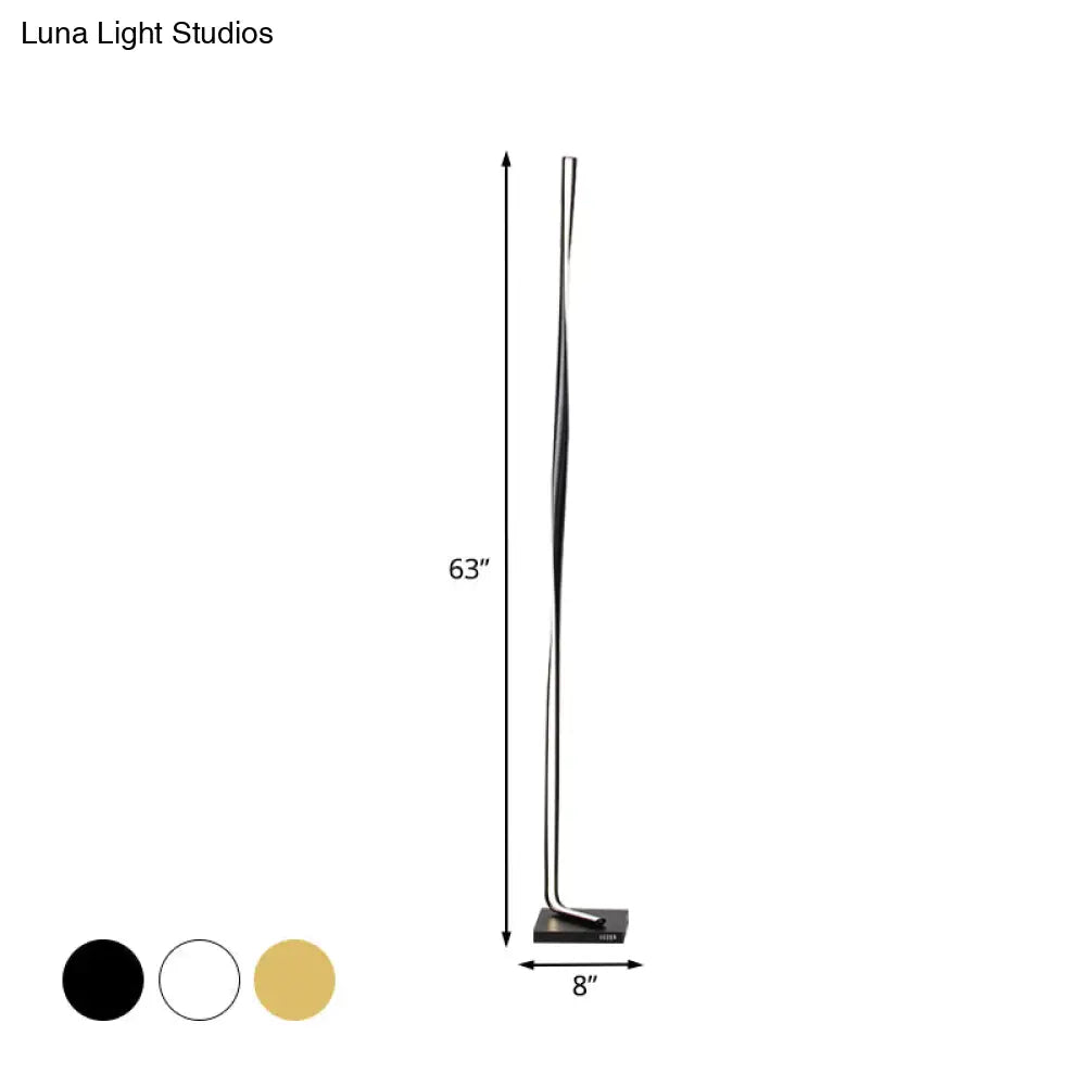 Modern Led Acrylic Floor Lamp For Study Room - Column Stand Up Lighting In Black/White/Gold With