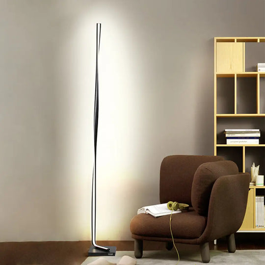 Modern Led Acrylic Floor Lamp For Study Room - Column Stand Up Lighting In Black/White/Gold With