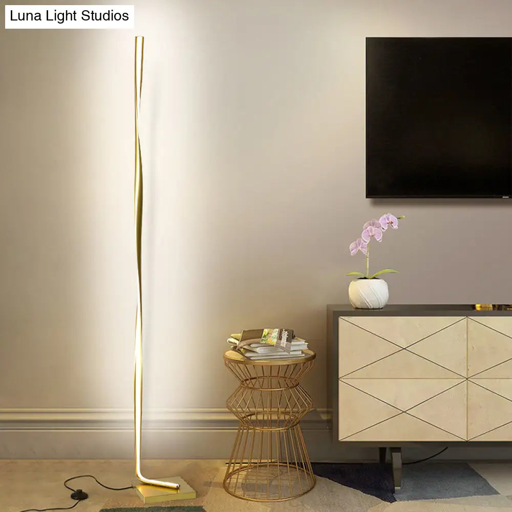 Modern Led Acrylic Floor Lamp For Study Room - Column Stand Up Lighting In Black/White/Gold With