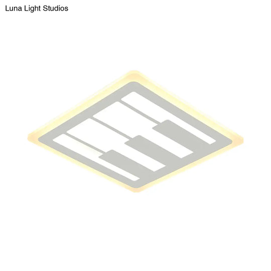 Modern Led Acrylic Flush Ceiling Light - Piano Design White Mount Lighting Warm/White