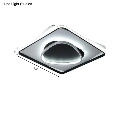 Modern Led Acrylic Flush Mount Black Ceiling Light In Warm/White - 18/23.5 Wide