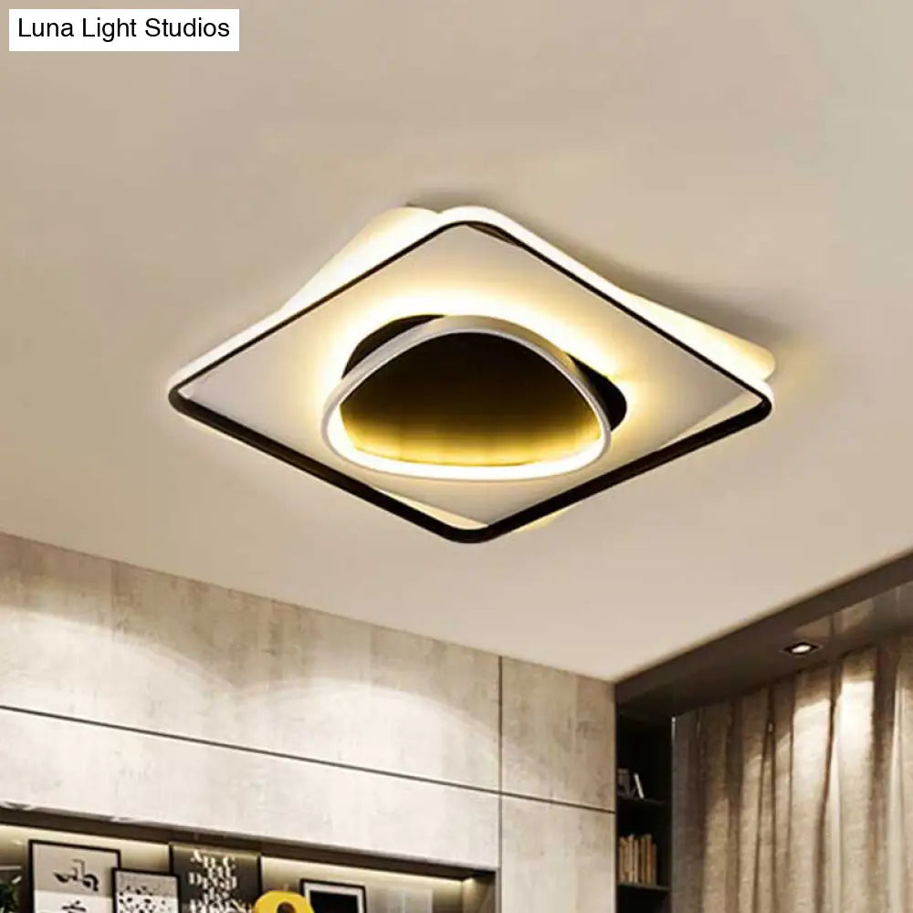 Modern Led Acrylic Flush Mount Black Ceiling Light In Warm/White - 18/23.5 Wide / 18 White